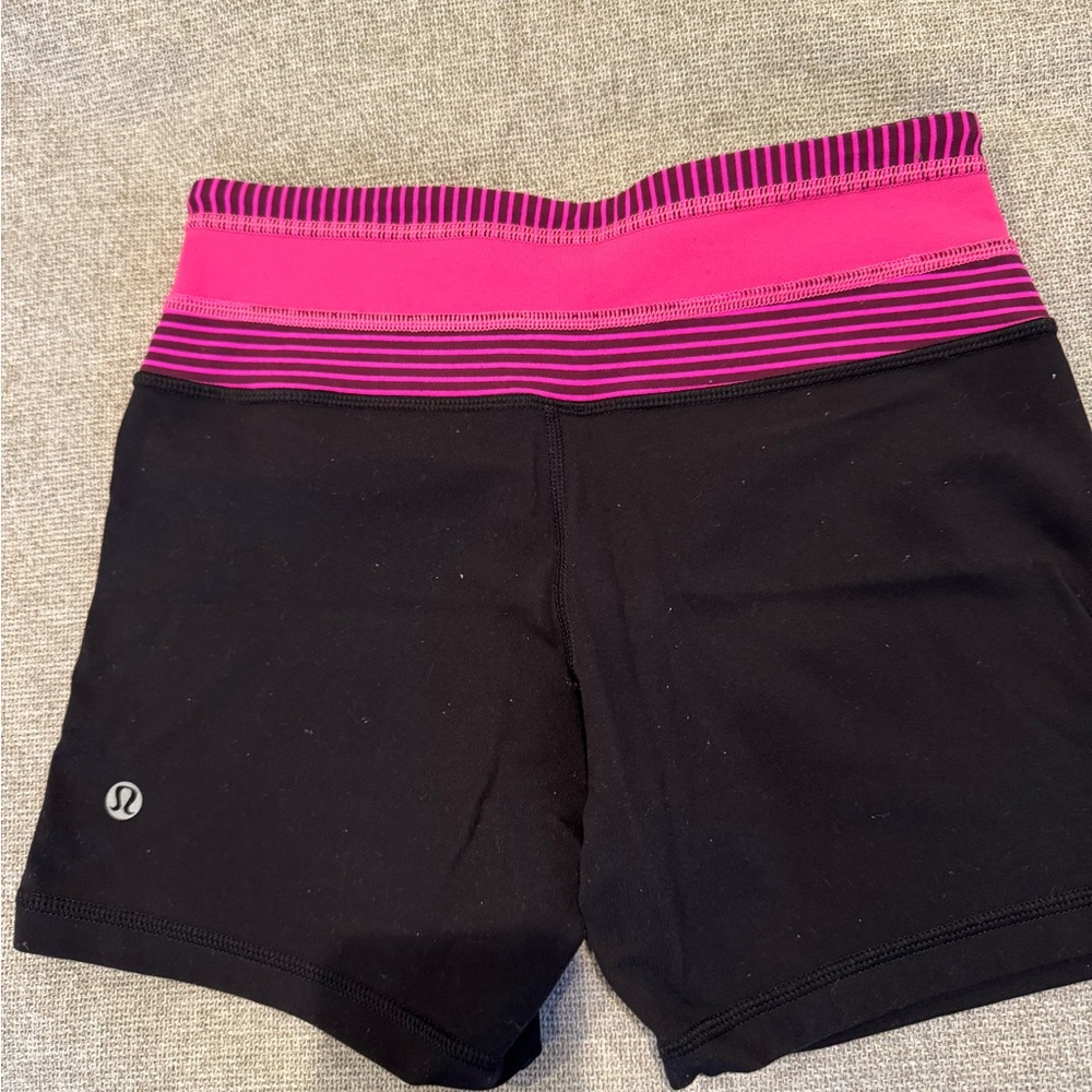 Lululemon Black Shorts with Pink Waistband
